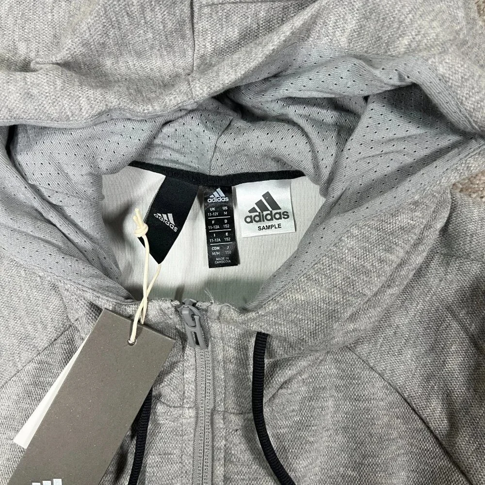 Adidas Mens M Heather Gray Stretch Full Zip Raglan Sleeve Hooded Sweatshirt‎ NWT